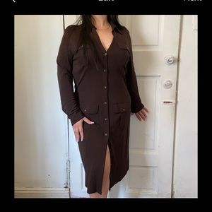 Brown button down dress🤎